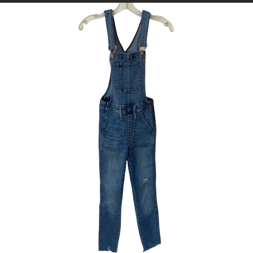 Madewell Skinny Overalls Distressed Denim Medium Blue Wash Women's Size XXS